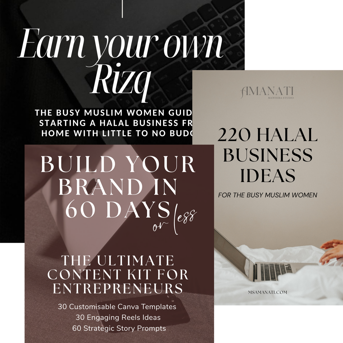 BUNDLE – EBOOK Earn your Own Rizq + 220 Halal business ideas guide + 60 Days Done-For-You instagram content